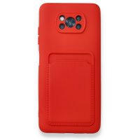 Newface Xiaomi Pocophone X3 Kılıf Kelvin Kartvizitli Silikon - Kırmızı