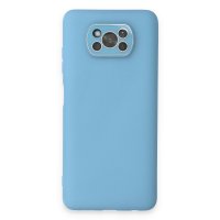 Newface Xiaomi Pocophone X3 Kılıf Lansman Glass Kapak - Mavi