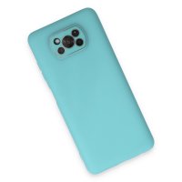 Newface Xiaomi Pocophone X3 Kılıf Lansman Glass Kapak - Turkuaz