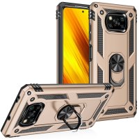 Newface Xiaomi Pocophone X3 Pro Kılıf Sofya Yüzüklü Silikon Kapak - Gold