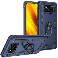 Newface Xiaomi Pocophone X3 Pro Kılıf Sofya Yüzüklü Silikon Kapak - Lacivert