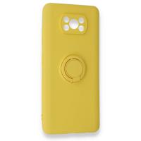 Newface Xiaomi Pocophone X3 Kılıf Viktor Yüzüklü Silikon - Sarı