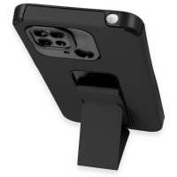 Newface Xiaomi Redmi 10C Kılıf Mega Standlı Silikon - Siyah