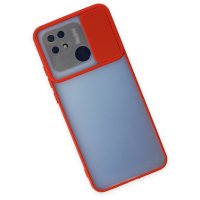 Newface Xiaomi Redmi 10C Kılıf Palm Buzlu Kamera Sürgülü Silikon - Kırmızı
