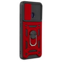 Newface Xiaomi Redmi 10C Kılıf Pars Lens Yüzüklü Silikon - Kırmızı