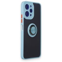 Newface Xiaomi Redmi 12 Kılıf Montreal Yüzüklü Silikon Kapak - Buz Mavi