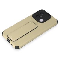 Newface Xiaomi Redmi 12C Kılıf Mega Standlı Silikon - Gold