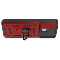 Newface Xiaomi Redmi 12C Kılıf Pars Lens Yüzüklü Silikon - Kırmızı