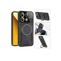Newface Xiaomi Poco C65 Kılıf Joy Lens Standlı Kapak - Siyah