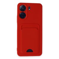 Newface Xiaomi Redmi 13C Kılıf Kelvin Kartvizitli Silikon - Kırmızı