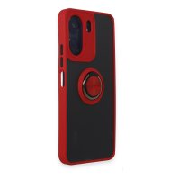 Newface Xiaomi Poco C65 Kılıf Montreal Yüzüklü Silikon Kapak - Kırmızı