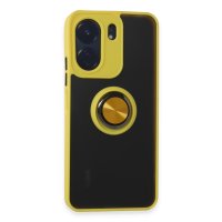 Newface Xiaomi Poco C65 Kılıf Montreal Yüzüklü Silikon Kapak - Sarı