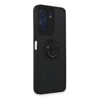 Newface Xiaomi Poco C65 Kılıf Montreal Yüzüklü Silikon Kapak - Siyah
