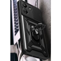 Newface Xiaomi Redmi 13C Kılıf Pars Lens Yüzüklü Silikon - Gümüş