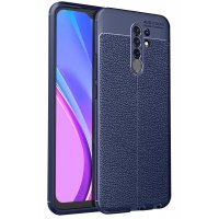 Newface Xiaomi Redmi 9 Kılıf Focus Derili Silikon - Lacivert