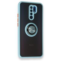 Newface Xiaomi Redmi 9 Kılıf Montreal Yüzüklü Silikon Kapak - Buz Mavi