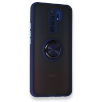 Newface Xiaomi Redmi 9 Kılıf Montreal Yüzüklü Silikon Kapak - Lacivert