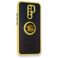 Newface Xiaomi Redmi 9 Kılıf Montreal Yüzüklü Silikon Kapak - Sarı