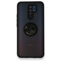 Newface Xiaomi Redmi 9 Kılıf Montreal Yüzüklü Silikon Kapak - Siyah