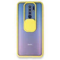 Newface Xiaomi Redmi 9 Kılıf Palm Buzlu Kamera Sürgülü Silikon - Sarı