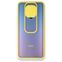 Newface Xiaomi Redmi 9 Kılıf Palm Buzlu Kamera Sürgülü Silikon - Sarı