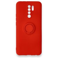 Newface Xiaomi Redmi 9 Kılıf Viktor Yüzüklü Silikon - Kırmızı