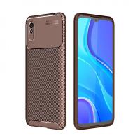 Newface Xiaomi Redmi 9A Kılıf Auto Focus Karbon Kapak - Kahverengi