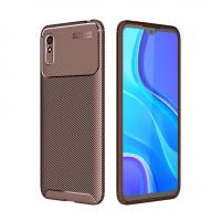 Newface Xiaomi Redmi 9A Kılıf Focus Karbon Silikon - Kahverengi