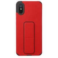 Newface Xiaomi Redmi 9A Kılıf Mega Standlı Silikon - Kırmızı