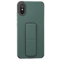 Newface Xiaomi Redmi 9A Kılıf Mega Standlı Silikon - Yeşil