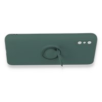 Newface Xiaomi Redmi 9A Kılıf Viktor Yüzüklü Silikon - Koyu Yeşil
