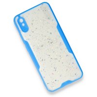 Newface Xiaomi Redmi 9A Kılıf Platin Simli Silikon - Mavi