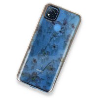 Newface Xiaomi Redmi 9C Kılıf Çiçekli Silikon - Gri