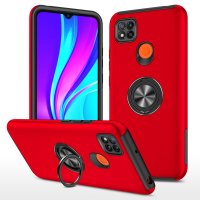 Newface Xiaomi Redmi 9C Kılıf Elit Yüzüklü Kapak - Kırmızı