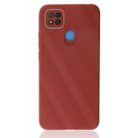 Newface Xiaomi Redmi 9C Kılıf Glass Kapak - Bordo