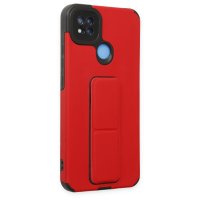 Newface Xiaomi Redmi 9C Kılıf Mega Standlı Silikon - Kırmızı