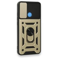 Newface Xiaomi Redmi 9C Kılıf Pars Lens Yüzüklü Silikon - Gold