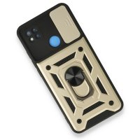 Newface Xiaomi Redmi 9C Kılıf Pars Lens Yüzüklü Silikon - Gold