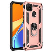 Newface Xiaomi Redmi 9C Kılıf Sofya Yüzüklü Silikon Kapak - Rose