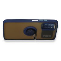 Newface Xiaomi Redmi 9T Kılıf Montreal Yüzüklü Silikon Kapak - Lacivert