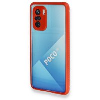 Newface Xiaomi Redmi K40 Kılıf Miami Şeffaf Silikon - Kırmızı