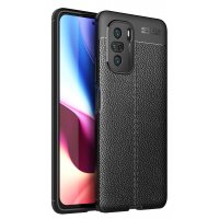 Newface Xiaomi Redmi K40 Kılıf Focus Derili Silikon - Siyah