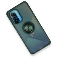 Newface Xiaomi Redmi K40 Pro Kılıf Montreal Yüzüklü Silikon Kapak - Yeşil