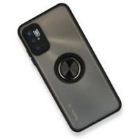 Newface Xiaomi Redmi Note 10 5G Kılıf Montreal Yüzüklü Silikon Kapak - Siyah