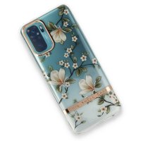 Newface Xiaomi Redmi Note 10 Kılıf Çiçekli Silikon - Gümüş