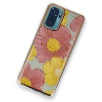 Newface Xiaomi Redmi Note 10 Kılıf Çiçekli Silikon - Pembe