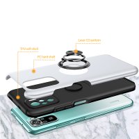 Newface Xiaomi Redmi Note 10 Kılıf Elit Yüzüklü Kapak - Gümüş