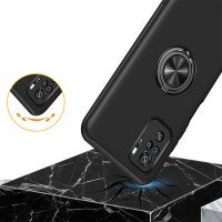 Newface Xiaomi Redmi Note 10 Kılıf Elit Yüzüklü Kapak - Siyah