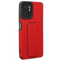 Newface Xiaomi Poco M5s Kılıf Mega Standlı Silikon - Kırmızı