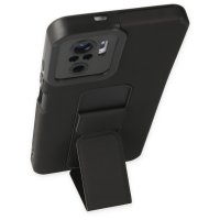 Newface Xiaomi Redmi Note 10 Kılıf Mega Standlı Silikon - Siyah